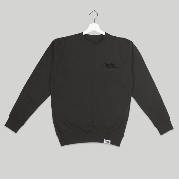 Cannabis Utopians Mark Crewneck Black | sweatshirts by Sano Gardens | Shop Utopian Threads