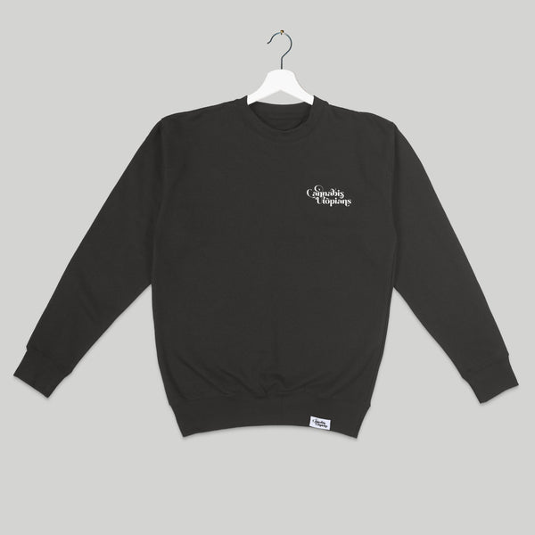 Cannabis Utopians Mark Crewneck White | sweatshirts by Sano Gardens | Shop Utopian Threads