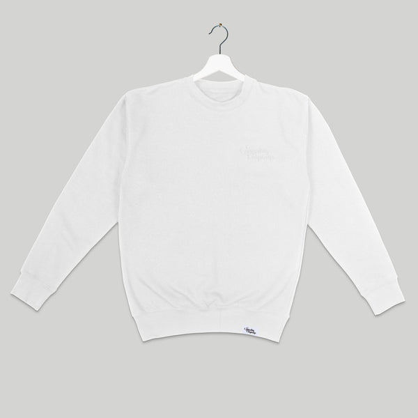 Cannabis Utopians Mark Crewneck White | sweatshirts by Sano Gardens | Shop Utopian Threads