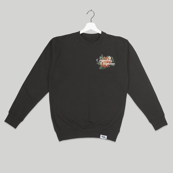 Cannabis Utopians Orange Flower Crewneck | sweatshirts by Sano Gardens | Shop Utopian Threads