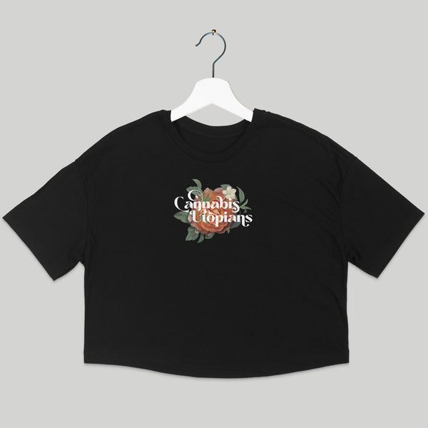 Cannabis Utopians Orange Flower Crop Tee | tshirts by Sano Gardens | Shop Utopian Threads