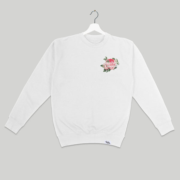 Cannabis Utopians Pink Flower Crewneck | sweatshirts by Sano Gardens | Shop Utopian Threads