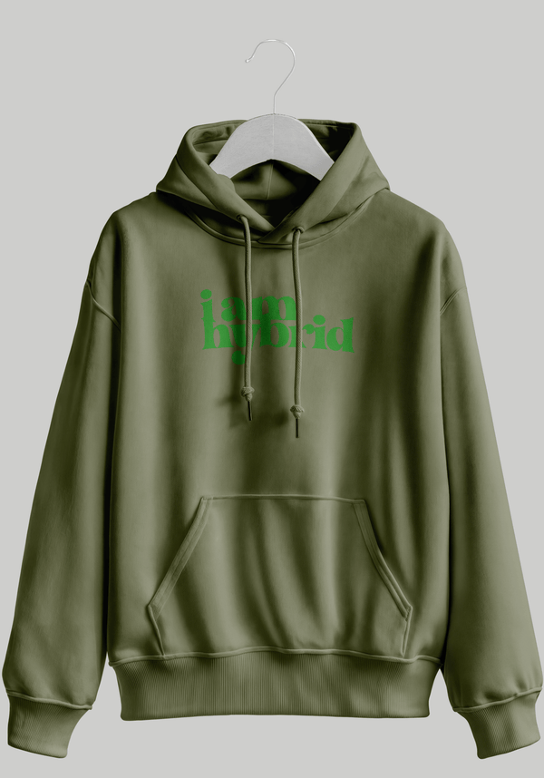 I Am Hybrid Single - Tone Hoodie | Green Text Edition | Utopian Threads | hoodies by Utopian Threads | Shop Utopian Threads
