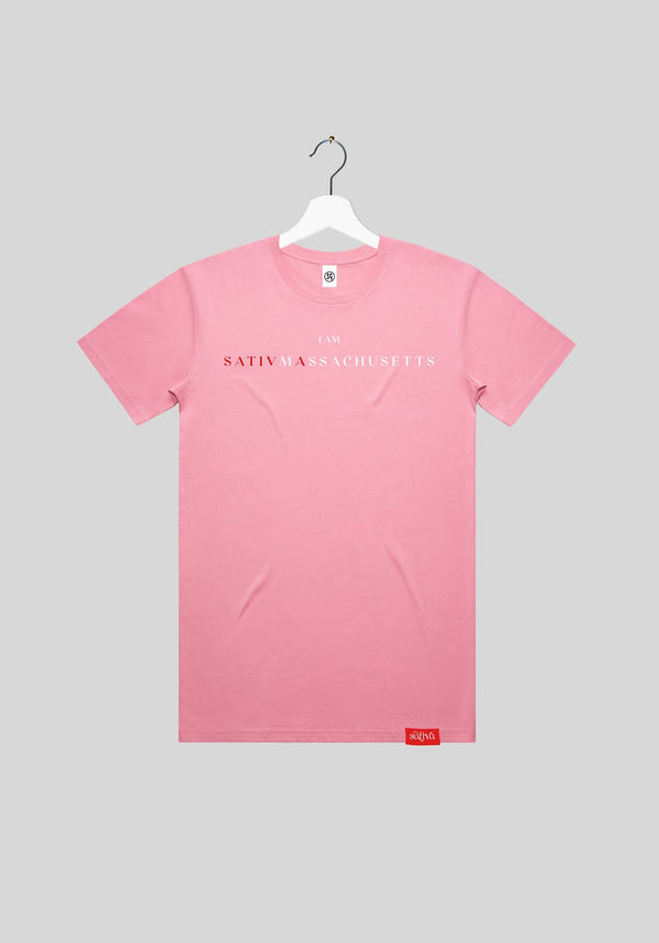 I Am Sativa Massachusetts Font Three Light Thread Tee | tshirts by Utopian Threads | Shop Utopian Threads