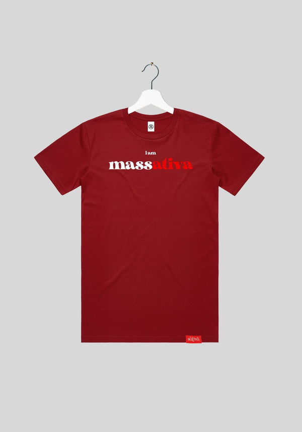 I Am Sativa Massachusetts Font Two Light Thread Tee | tshirts by Utopian Threads | Shop Utopian Threads