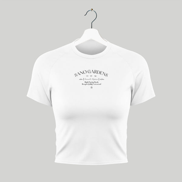 Sano Gardens High Quality Has Respectfully Extracted Black Version Baby Tee | tshirts by Sano Gardens | Shop Utopian Threads